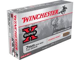 Winchester Ammunition, Super-X, 7MM REM, 150 Grain, Power Point, 20 Round Box