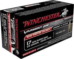 Winchester Varmint High Velocity Ammunition 17 Winchester Super Magnum 20 Grain Hornady V-MAX